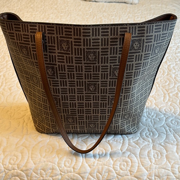 Anne Klein Elegant Brown Patterned Tote Bag - Picture 1 of 3
